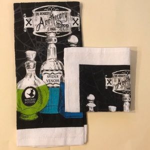Halloween Potions Kitchen Towel and Dishcloth NEW